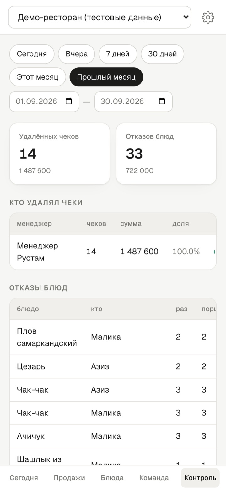 Контроль удалённых чеков в телефоне